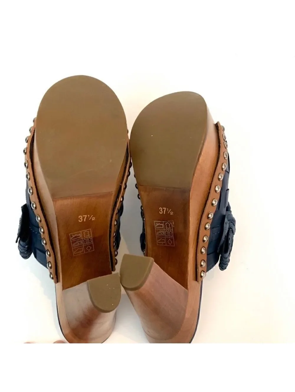NEW Miu Miu Blue Leather Platform Heels Sz 7.5